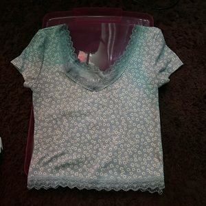 small, blue with flowers crop top